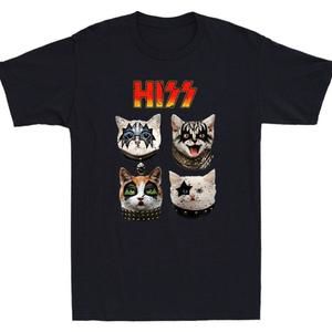 Hiss Funny Cat Music Lovers Vintage T-Shirt Kiss Cat Tee Gift